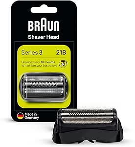 Cap de bărbierit electric Braun Series 3, piesă de schimb compatibilă cu aparatul de bărbierit pentru bărbați Series 3, 21B, negru