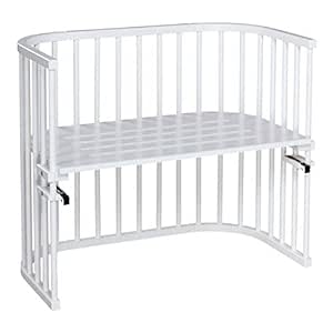 babybay Maxi co-sleeper extra mare din lemn masiv de fag / înălțime pentru pătuț reglabilă la infinit și ecologică / pat pentru copii în creștere (lăcuit alb) , 1 pachet