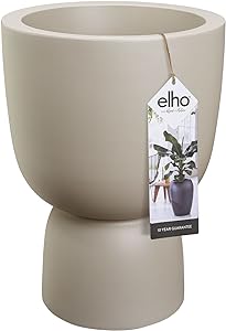 elho Pure Coupe 41 - Ghiveci de flori pentru interior și exterior - Ø 41.3 x H 57.9 cm - Bej/Bej echilibrat