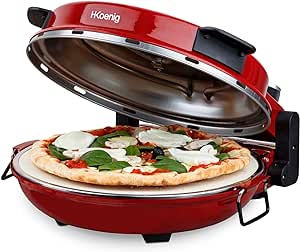 H.Koenig NAPL350 cuptor pentru pizza, diametru pizza 32 cm, 350 grade C, placă de piatră ceramică, roșu