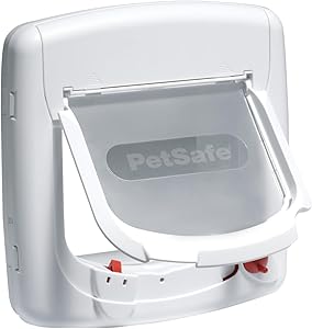 PetSafe Staywell Magnetic Cat Flap Deluxe, cheia magnetică oferă acces numai pisicii dumneavoastră - ține animalele străine afară, cu 4 opțiuni de blocare, pentru pisici de până la 7 kg, alb