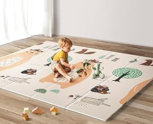 Baby Play Mat, UANLAUO Pliabil Playmat spumă pentru copii, 180x150x1cm Reversibil XPE Toddlers copii Crawling Mat pentru podea, Playpen Mat anti-alunecare, rezistent la apa, Playmat cu două fețe pentru interior și exterior