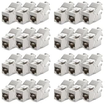 deleyCON 24x Keystone Module CAT 6a Jack - mufă STP RJ45 complet ecranată Fără scule datorită montării prin clipsare Cablu CAT raw 500 MHz 10 Gbit/s