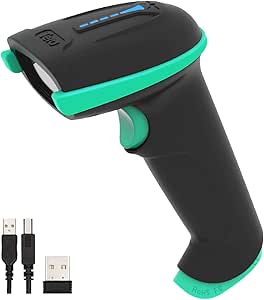 Tera Wireless Barcode Scanner Handheld 1D Laser Wireless și USB Wired cu indicator de stare a bateriei, baterie foarte mare 2000mAh și design ergonomic, nr. brevet: EU008489413, Upgrade Model 5100