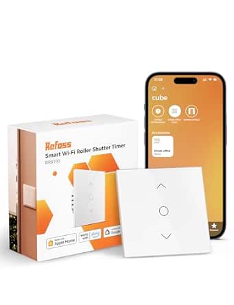 Refoss WLAN comutator oblon rulant cu Apple HomeKit, temporizator inteligent pentru oblon rulant, comutator pentru jaluzele WLAN cu control procentual, control inteligent al oblonului rulant de acasă, compatibil cu Alexa, Google, 1 buc