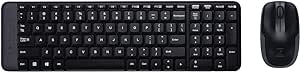 Set tastatură și mouse fără fir Logitech MK220 Compact pentru Windows, Layout QWERTY spaniol - Negru