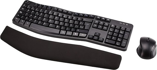 Amazon Basics Ansamblu de tastatură și mouse fără fir de dimensiune completă, receptor USB de 2,4 GHz (teclado español, negru)