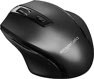 Amazon Basics Mouse USB wireless ergonomic și ergonomic - DPI reglabil - Negru