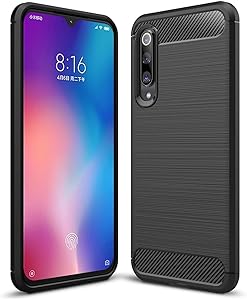 Cruzerlite caz pentru Xiaomi Mi 9 SE caz, fibra de carbon de absorbție a șocurilor Slim TPU Cover caz de protecție pentru Xiaomi Mi 9 SE (negru)