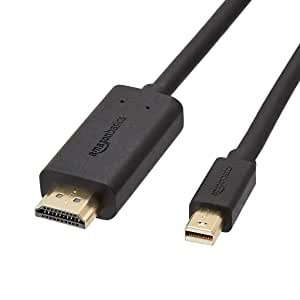 Amazon Basics - Cablu de la Mini DisplayPort la HDMI, cu conectori placați cu aur, suportă audio digital fără întreruperi și rezoluție Full HD - 1,8 m