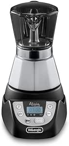 De'Longhi EMKP42.B Alicia PLUS - Cafetieră electrică moka, 450 W, 2-4 cești, plastic, negru / argintiu Negru