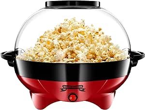 Aparat de făcut popcorn Gadgy - Aparat de făcut popcorn de 800 W, cu strat antiaderent și suprafață de încălzire detașabilă - Silențios și rapid, cu zahăr, ulei, unt - Capacitate mare de 5 litri