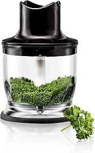 Braun Household Chopper attachment MQ 20 - accesorii pentru blender de mână compatibile cu blenderul de mână Braun Household MultiQuick cu sistem EasyClick, 350 ml, negru