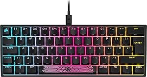 Corsair K65 RGB Mini Mechanical Gaming Keyboard 60% cu taste ABS (iluminare de fundal RGB personalizabilă, comutator Cherry MX Red: liniar și rapid, tehnologie AXON) QWERTY italian, negru