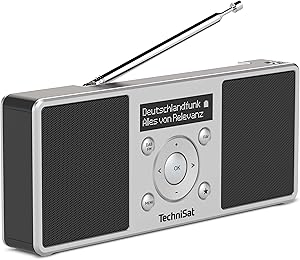 TechniSat DIGITRADIO 1 S - radio DAB stereo portabil cu baterie reîncărcabilă (DAB+, FM, FM, difuzor, mufă pentru căști, memorie favorite, afișaj OLED, 2 W RMS) argintiu/negru