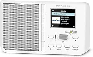 TechniSat STERNRADIO IR 2 - radio internet compact (WLAN, baterie înlocuibilă, afișaj color, butoane de selecție directă modificabile, post de radio pentru somn, ceas cu alarmă, cronometru pentru somn, snooze, AUX, control prin aplicație) alb