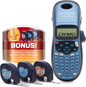 Dymo LetraTag LT-100H Handheld Label Maker | Imprimanta portabilă de etichete cu tastatură ABC | Cu etichete de hârtie, etichete albe și transparente din plastic | Ideal pentru birou și acasă