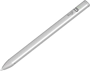 Logitech Crayon - Creion de desen digital pentru iPad (modele iPad cu porturi USB-C) cu tehnologie Apple Pencil, perfecțiune a pixelilor fără întârziere, vârf inteligent cu încărcare rapidă prin USB-C - Argintiu