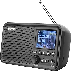 Radio portabil LEICKE DAB+ cu Bluetooth 5.0 | DAB/DAB+ și radio FM, afișaj color de 2,4", 80 de preselecții, radio de bucătărie cu cablu sau funcționare cu baterie de 2000mAh, conexiune MicroSD/TF/AUX, funcții de alarmă