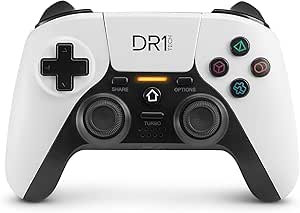 DR1TECH ShockPad II Controller pentru PS4 / PS3 Wireless - Joystick de gaming DESIGN NEXT-GEN compatibil cu PC / iOS - Touch Pad și vibrație dublă (alb)