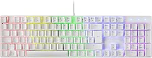 Mars Gaming MK422 White, Tastatură mecanică de gaming RGB, Anti-ghosting, Comutator mecanic albastru, Limba spaniolă