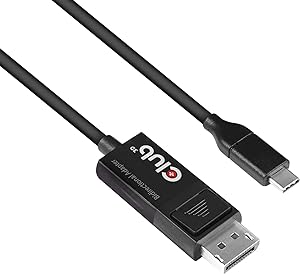 Club3D USB C la DisplayPort cablu 1.4 8K 60Hz, 4K 120Hz și DisplayPort la USB C bidirecțional, 1.8 m suport HDR