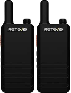 Retevis RT622P Walkie Talkie, 1620mAh PMR446 Handheld Radio, USB-C reîncărcabilă, Shop VOX Handsfree Cycling, Ultra-Thin Radio Pro pentru familie (2 bucăți, negru)