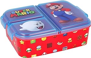 Super Mario : Cutie sandwich pentru copii cu 3 compartimente - cutie pentru gustări - cutie de prânz decorată