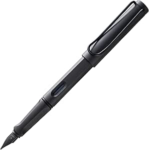 Stilou Lamy safari umbra - stilou cu mâner ergonomic și peniță din oțel negru cu lățimea liniei M - plastic ASA robust - incl. cartuș de cerneală T 10 albastru - pentru dreptaci