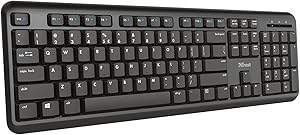 Tastatură wireless Trust Ymo, layout QWERTY italian, taste silențioase, wireless, receptor USB, 13 taste funcționale, pentru PC/laptop/notebook, Mac/Windows - Negru