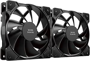 MARSGAMING Mars Gaming MF-PWMX2 Negru, 2 ventilatoare 120mm, silențioase FDB 12dB, sistem anti-vibrații, sistem PWM