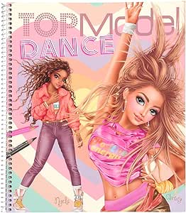 Depesche 12227 TOPModel Dance - carte de colorat cu 30 de pagini pentru a crea motive și ținute de model, carte de colorat cu coli de autocolante, șabloane și multe altele, copii cu vârsta de peste 6 ani