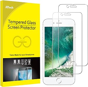 JETech folie de protecție compatibilă cu iPhone 8 și iPhone 7, sticlă călită, 2 bucăți