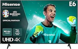 ( SPART ) Hisense 55E6NT 139cm (55 inch) TV, 4K UHD Smart TV, Precision Colour, HDR, Dolby Vision, 60Hz, Triple Tuner DVB-C/S/S2/T/T2, WiFi, HDMI 2.1, Bluetooth, Alexa încorporat, Negru, [2024] [Clasa de energie E]