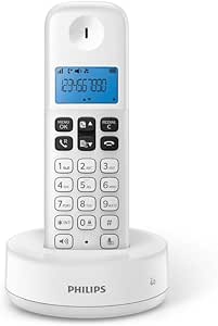 Philips D1611 W/34 - Telefon fix fără fir (iluminare de fundal, sunet HQ, până la 4 receptoare, 50 de întrebări, consum redus de Eco, ID apelant, rază de acțiune 50 - 300 m)