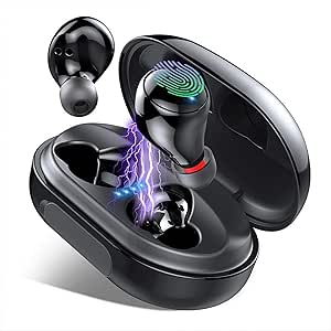 Motast Căști Bluetooth, căști fără fir pentru urechi Mini căști fără fir ușoare Bluetooth 5.0 cu bas profund stereo, CVC8.0 de anulare a zgomotului pentru urechi sport cu microfon, IP7 rezistent la apă, cutie de încărcare