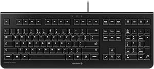 CHERRY KC 1000, Tastatură cu fir, Layout spaniol (QWERTY), Plug & Play prin port USB, Design plat, Tastare silențioasă, Negru