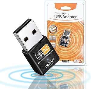 Stick USB WiFi dual band 2.4/5 GHz, Antenă WiFi 600 Mbit/s, Plug and Play, Adaptor de rețea wireless pentru PC/desktop/tabletă/laptop, Compatibil cu Windows, Mac OS X (de la 10.9 la 10.15)