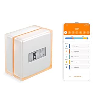 Termostat Netatmo Conectat și Inteligent Econome în Energie -WiFi- Reduceți Facturile și Controlați Încălzirea la Distanță prin Aplicație, Compatibil cu Chaudières Individuelles, NTH01-AMZ