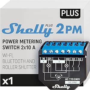 Shelly Plus 2PM | Wifi & Bluetooth 2 canale Comutator releu inteligent | Comutator obturator cu măsurare a consumului de energie | Automatizare acasă | Accesorii Google Home Alexa | Aplicație iOS Android