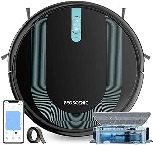 Proscenic 850T Wi-Fi Wi-Fi Robot Vacuum Cleaner, control Alexa & Google Home & App Control, aspirator robot cu funcție de mopping, putere de aspirare de 3000Pa pe covoare și podele dure, negru+albastru