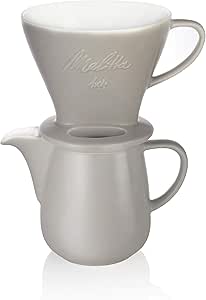 Melitta 6768456 Set Pour Over gri (filtru de cafea 1x4 + ibric de cafea din porțelan 0,6 l) Classic Edition