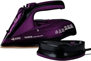 Tower T22008 CeraGlide CeraGlide Cordless Steam Iron cu talpă ceramică - Fier de călcat cu abur cu funcție de abur variabilă, violet