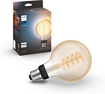 Philips Hue White Ambiance E27 pachet unic Globe G93 Filament 550lm, reglabil, toate nuanțele de alb, controlabil prin aplicație, compatibil cu Amazon Alexa (Echo, Echo Dot)