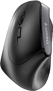 CHERRY MW 4500 LEFT, mouse wireless, mouse ergonomic pentru stângaci cu design la 45°, 6 butoane și rotiță de defilare, senzor precis cu rezoluție reglabilă în 3 trepte, negru