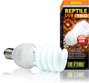 Exo Terra Reptile UVB 150, lampă pentru terariu de deșert, lampă UVB compactă pentru reptile de deșert, 26W, soclu E27