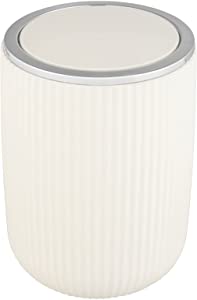 Coș de gunoi WENKO Agropoli S swing top bin, alb crem, 2 litri, coș de gunoi pentru baie cu capac, coș de gunoi din plastic de înaltă calitate cu design din plastic și suprafață structurată, Ø 14,5 x 20 cm