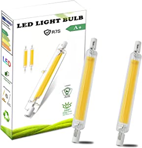 AEPOYU R7S R7S LED 78mm 10W Dimmable Bulb, R7S LED Bulb alb cald 3000K 1000LM, înlocuitor de becuri cu LED-uri pentru becuri cu halogen de 100W, AC 220V-240V Dimmable, COB LED Rod Lamp 360 Degree Light. 2 bucăți