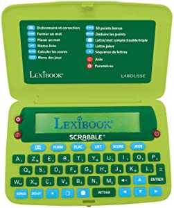 Lexibook -SCR8FR Dicționar electronic Scrabble ODS8 Dicționar electronic Larousse FISF Format ergonomic Butoane mari Dispozitiv de corecție Arbike Definiții Funcționează cu baterii Verde Albastru SCR8FR